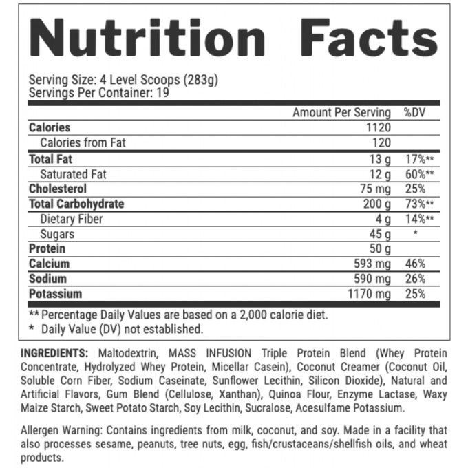 цена на NUTREX Mass Infusion со вкусом "Шоколад", 5,5 кг (12 lbs)