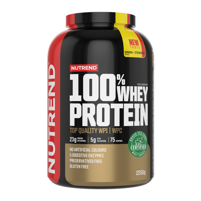 Nutrend 100% Whey Protein "Banana + Strawberry" ароматымен, 2250 г