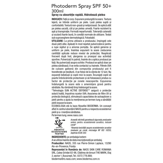 Bioderma Photoderm Spray SPF 50+ Солнцезащитный спрей, 300 мл в Алматы