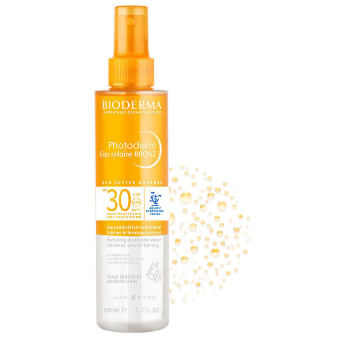 Bioderma Photoderm Bronz Sun Protective Water SPF30+ — Солнцезащитный спрей, 200 мл в Алматы