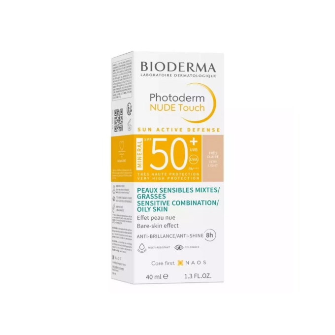 цена на Bioderma Photoderm Nude Touch SPF 50+ Солнцезащитный флюид с Очень светлым тоном, 40 мл