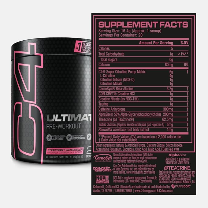 цена на Cellucor C4 Ultimate сіңіршік "Құлпын-Қарбыз", 328 грамм