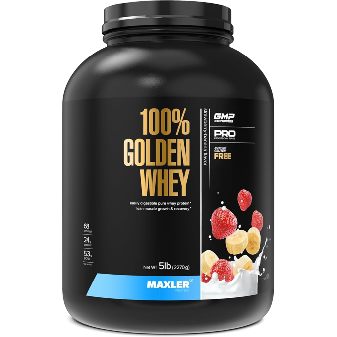 Maxler 100% Golden Whey сыртқы "Құлпын-Банан", 2270 г