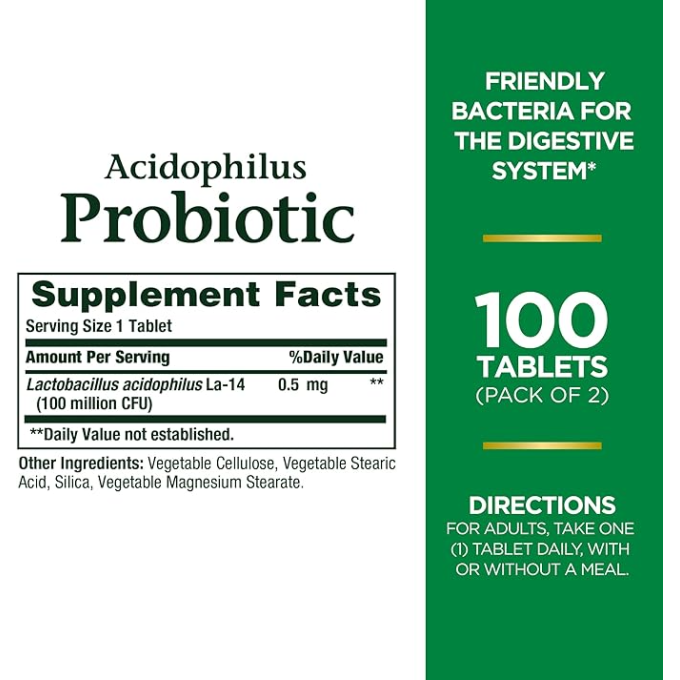 Natures Bounty Acidophilus Probiotic, 100 таблеток в Алматы