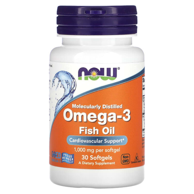 NOW Omega-3 1000 мг, 30 капсул