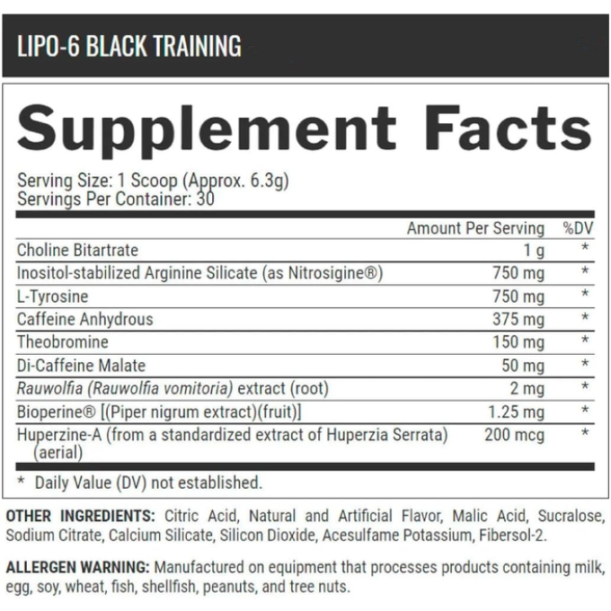 цена на NUTREX Lipo 6 Black Training сыртқы "Тропический Пунш", 264 г