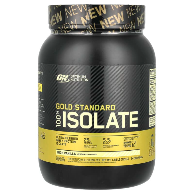 OPTIMUM NUTRITION Gold Standard 100% Isolate сыртқы "Ваниль", 1.6 фунт (744 г)