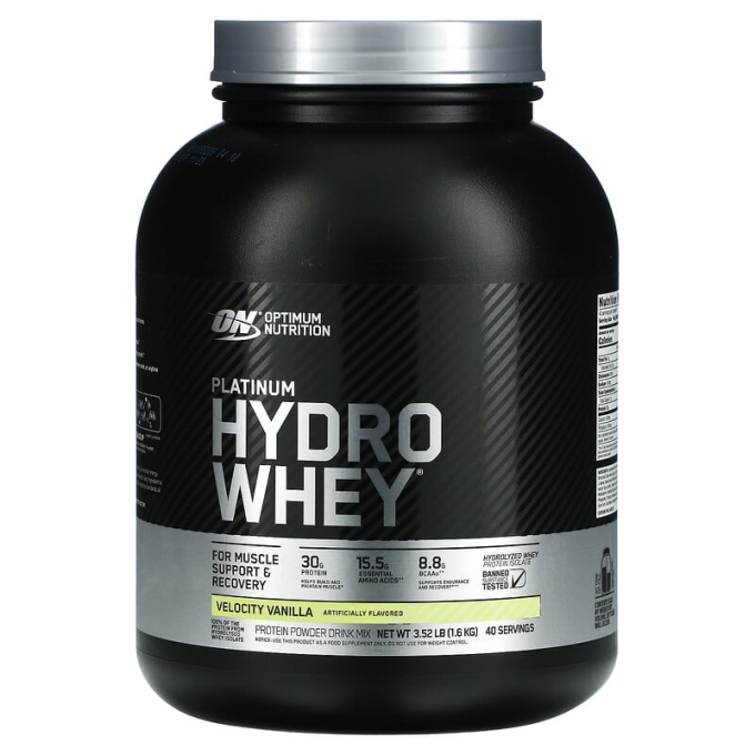 OPTIMUM NUTRITION 100% Platinum HydroWhey "Ваниль" ароматымен, 1590 г (3.5 фунт)