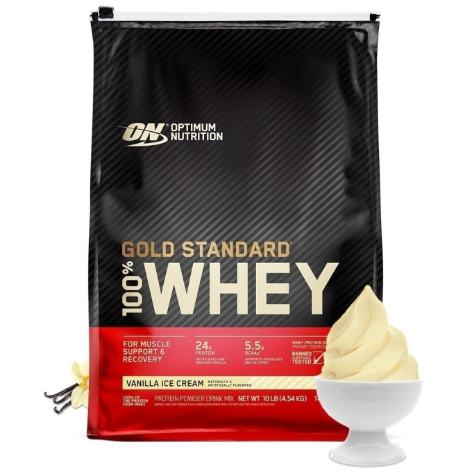 Оптималды нутриенттік қосымша Gold Standard 100% Whey "Ваниль" таңдау, 4540 г (10 фунт)