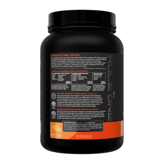 Rule 1 Protein Whey Isolate со вкусом "Ванильное мороженое", 900 г (2 lbs)