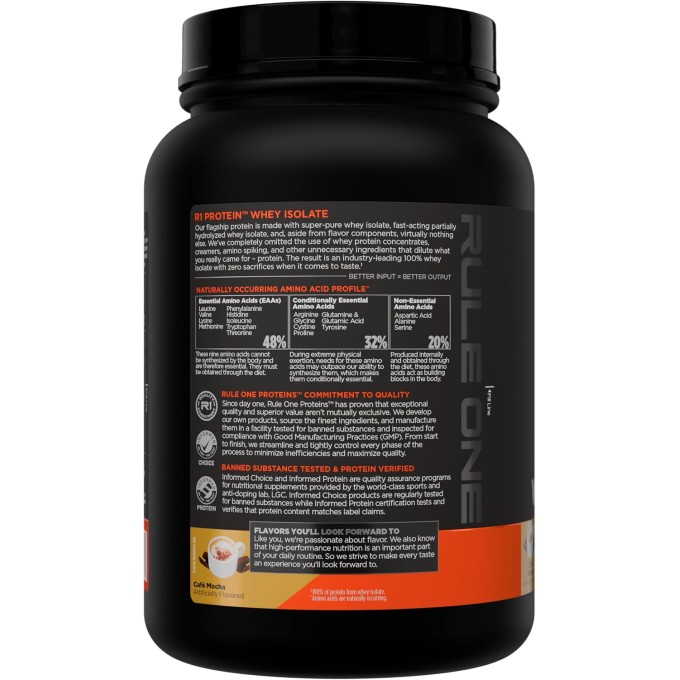 Rule 1 Protein Whey Isolate со вкусом "Кофе Мокко", 900 г (2 lbs)