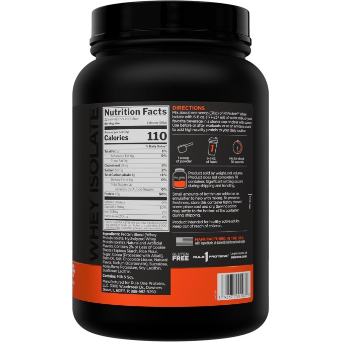 Rule 1 Protein Whey Isolate со вкусом "Печенье со Сливками", 900 г (2 lbs)