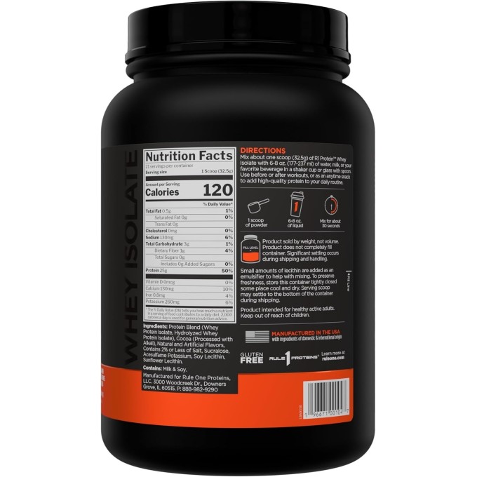 Rule 1 Protein Whey Isolate со вкусом "Шоколад с Орехом", 900 г (2 lbs)