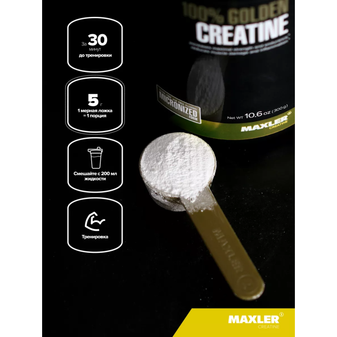 Микронизированный креатин Maxler 100% Golden Micronized Creatine, (30х5) г в Алматы