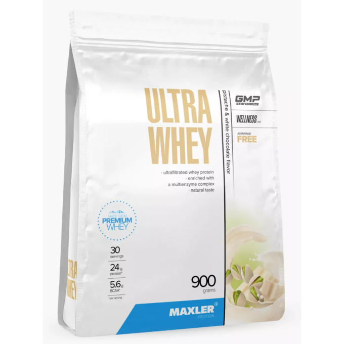 Maxler Ultra Whey "Ақ шоколад және пісте" дәмімен, 900 г