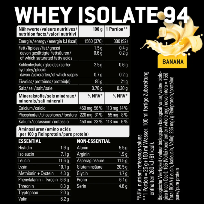 цена на Sponser Whey Isolate 94 "Банан" дәмімен, 850 г