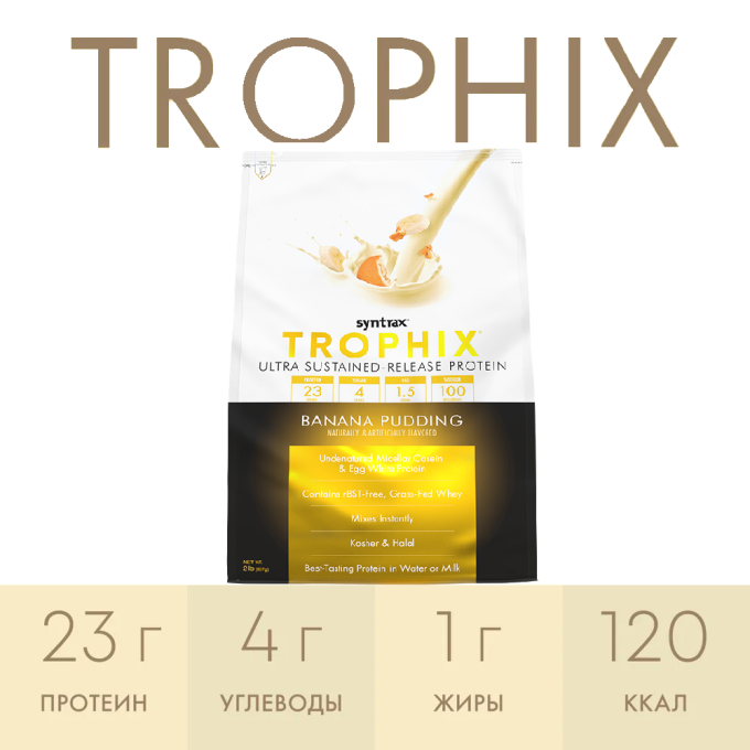 Syntrax Trophix "Банан қосылған пудинг" дәмімен, 0.9 кг (2 фунт)