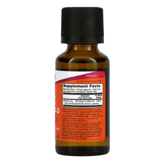 цена на NOW Liquid Vitamin D-3 1000 IU дәрумені, 30 мл