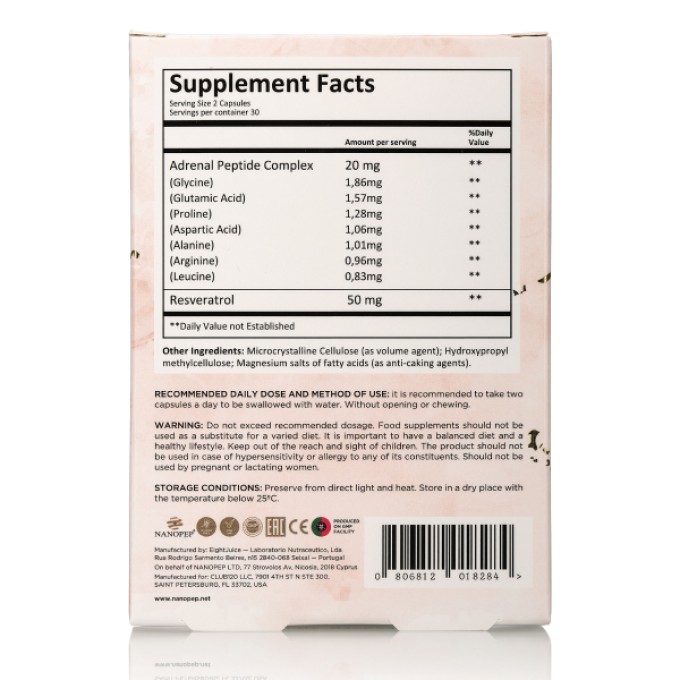 Nanopep Adrenal Health Formula формула для поддержки надпочечников, 60 капсул