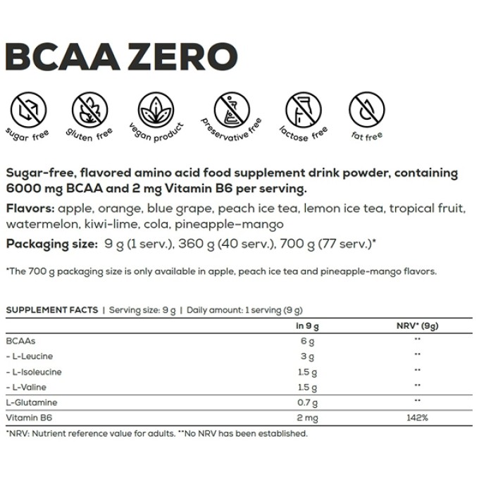 BioTech USA BCAA ZERO pineapple-mango 700 g — аминокислоты BCAA без сахара