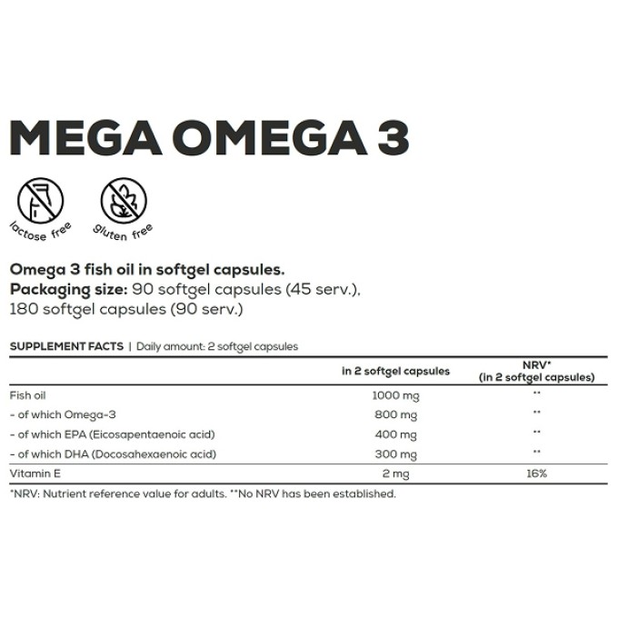 BioTech USA Mega Omega 3 180 капсула — омега-3 май қышқылдары