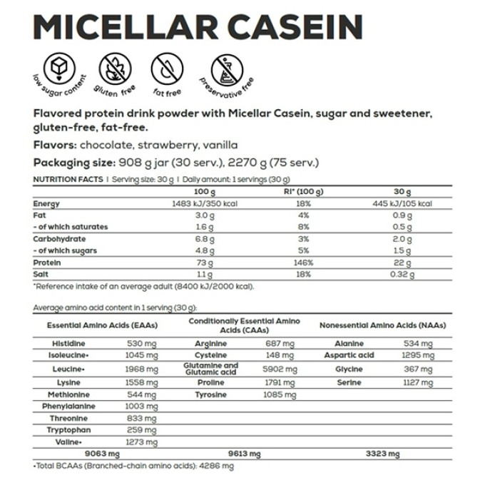 BioTech USA Micellar Casein vanilla 908 g — казеин протеині