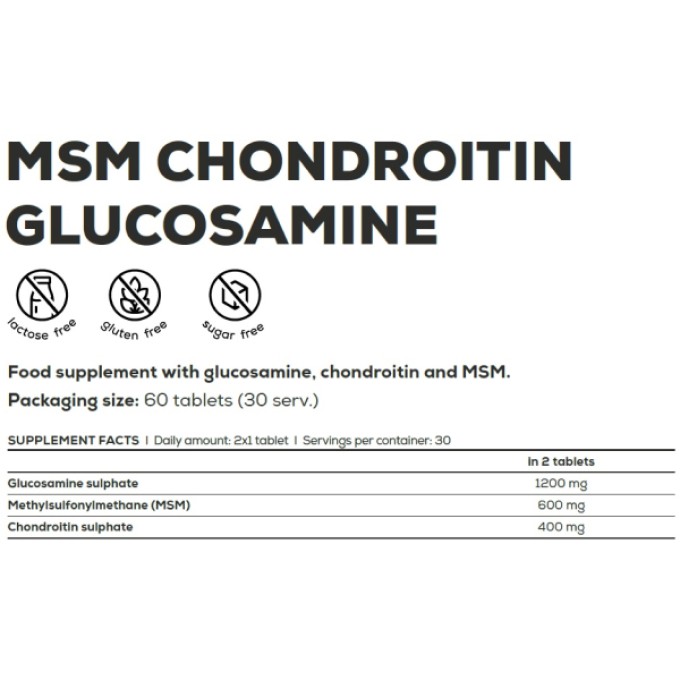 BioTech USA MSM Chondroitin Glucosamine 60 таб — для суставов и связок