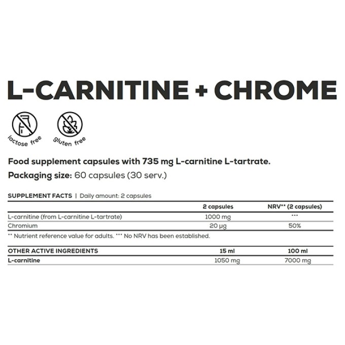 Аминокислотный комплекс Biotech USA L-Carnitine + Chrome 60 таблеток