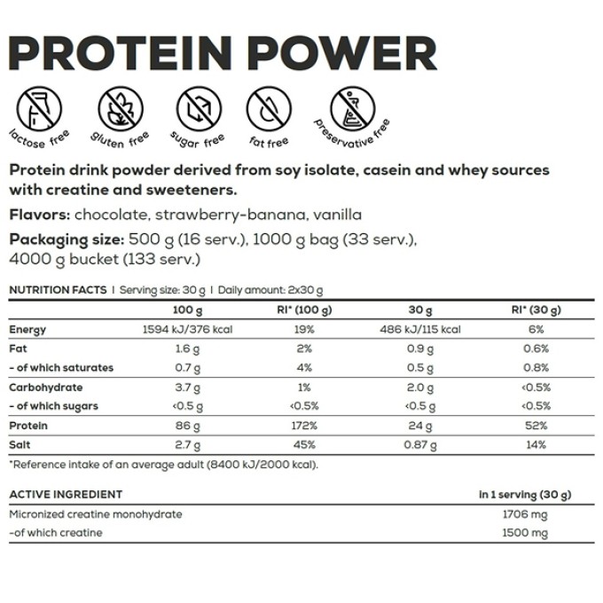 Протеин BioTech USA Protein power Chocolate 1000 g