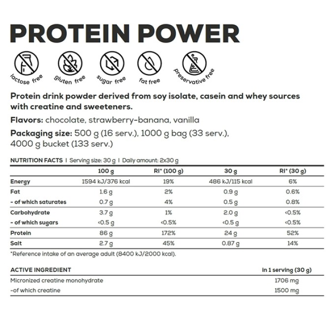 Протеин BioTech USA Protein power Banana-strawberry 4000 g