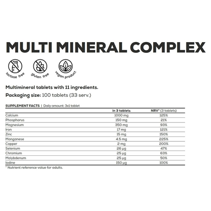 Минералдар кешені BioTech USA Multi Mineral Complex 100 таблетка