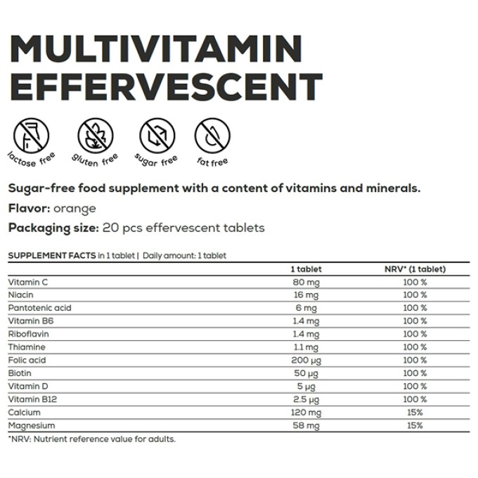 Витаминный комплекс BioTech USA Multivitamin Effervescent Апельсин 20 таблеток (шипучка)