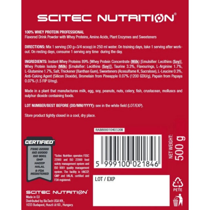 Протеин Scitec Nutrition 100% Whey Protein Professional 500 g chocolate