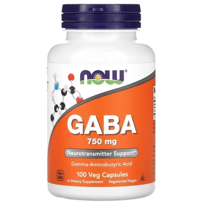 NOW GABA 750 мг, 100 капсул