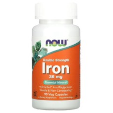 NOW Iron Железо 36 мг, 90 капсул