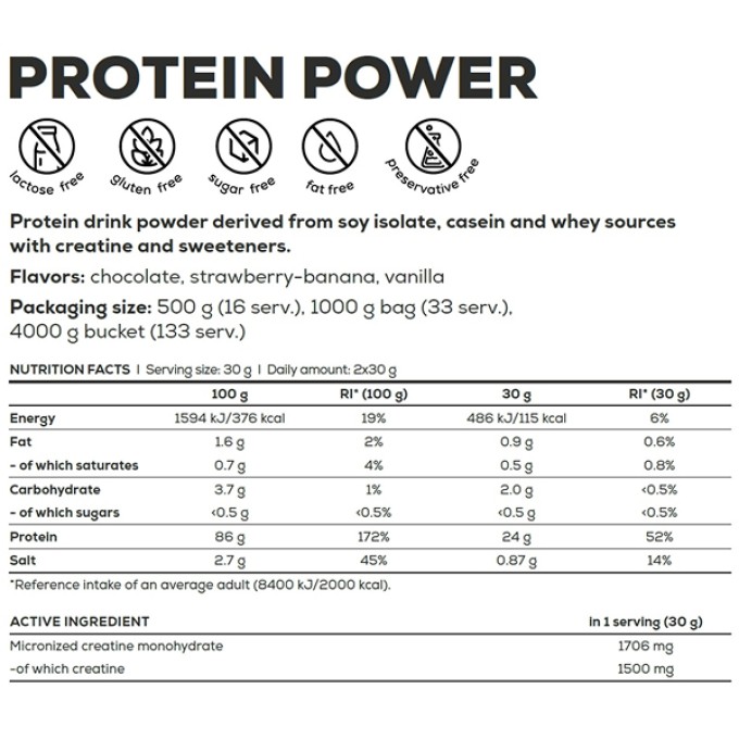 Протеин BioTech USA Protein power Vanilla 4000 g