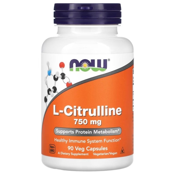 NOW L-Citrulline 750 мг Повышение выносливости, 90 капсул 