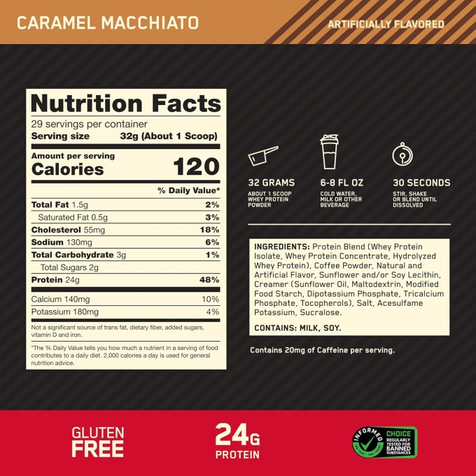 Optimum Nutrition Gold Standard 100% Whey со вкусом "Карамель Макиато", 2 lb (907 г)