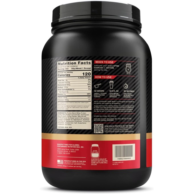 цена на Optimum Nutrition Gold Standard 100% Whey со вкусом "Карамель Макиато", 2 lb (907 г)
