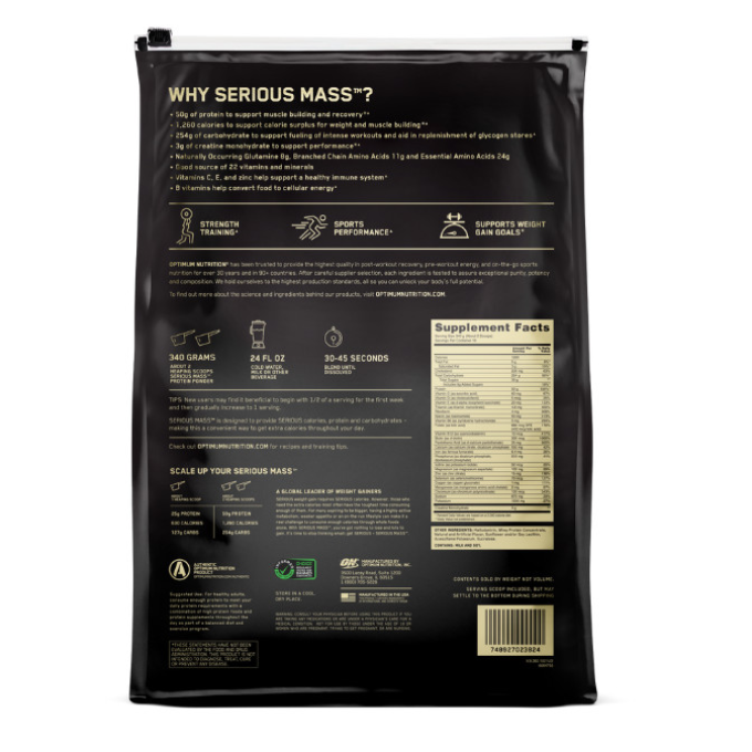 цена на OPTIMUM NUTRITION Serious Mass "Банан" сыртқысы, 12 lb (5440 г)