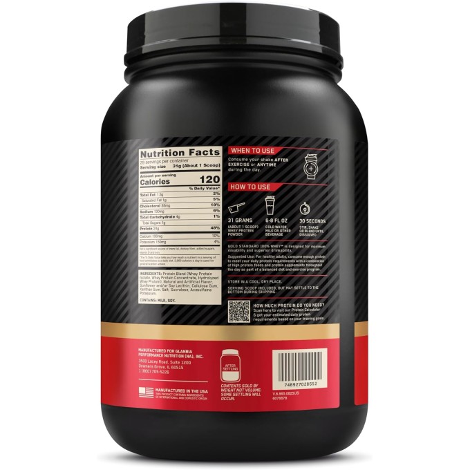 цена на Optimum Nutrition Gold Standard 100% Whey со вкусом "Ванильное мороженое", 2 lb (907 г)