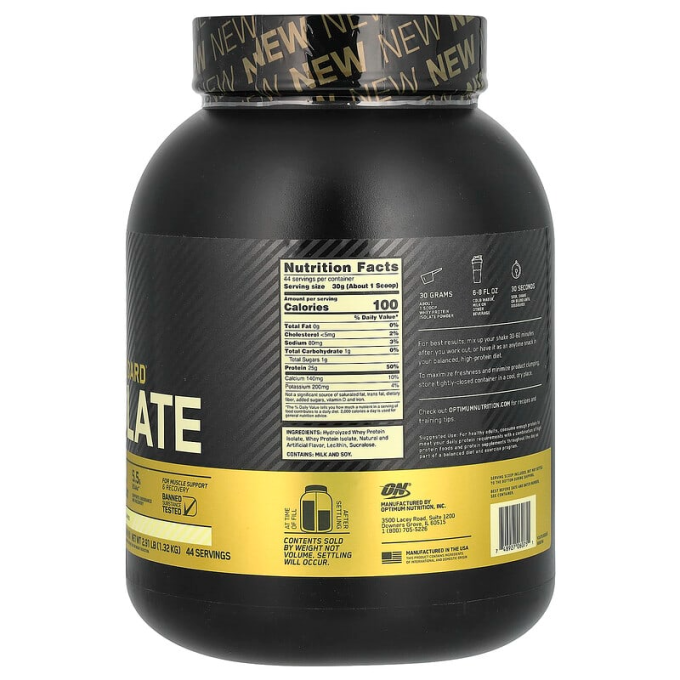 цена на OPTIMUM NUTRITION Gold Standard 100% Isolate сырттамасы "Ваниль", 3 фунт (1360 г)