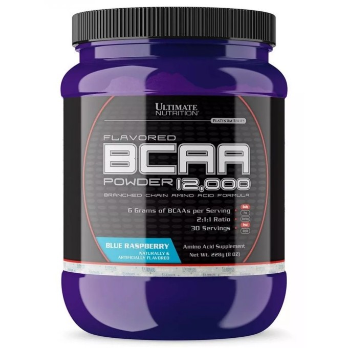 Ultimate Nutrition BCAA 12000 Powder Blue Raspberry со вкусом "Голубая малина", 228 г