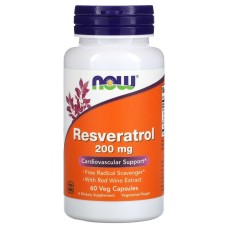 NOW Resveratrol 200 мг, 60 капсул