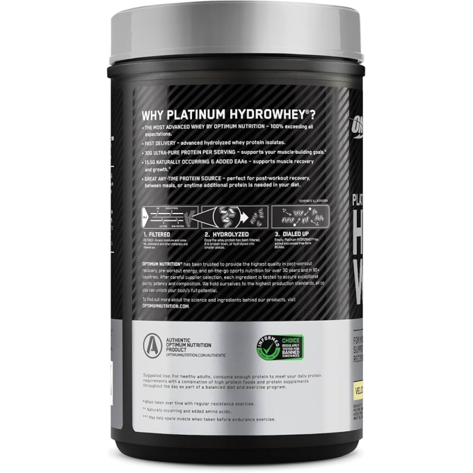 цена на OPTIMUM NUTRITION 100% Platinum HydroWhey "Ваниль" аромасымен, 795 г (1.75 фунт)