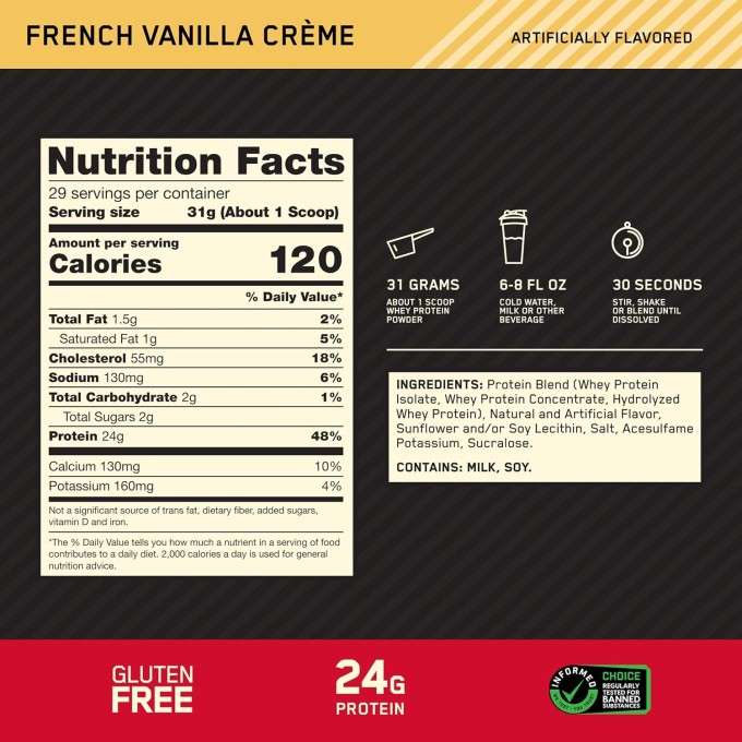 Optimum Nutrition Gold Standard 100% Whey со вкусом "Французская Ваниль", 2 lb (907 г)