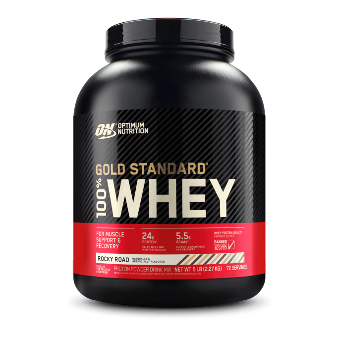 Optimum Nutrition Gold Standard 100% Whey "Rocky Road" сыртқысымен, 2270 г (5 lb)