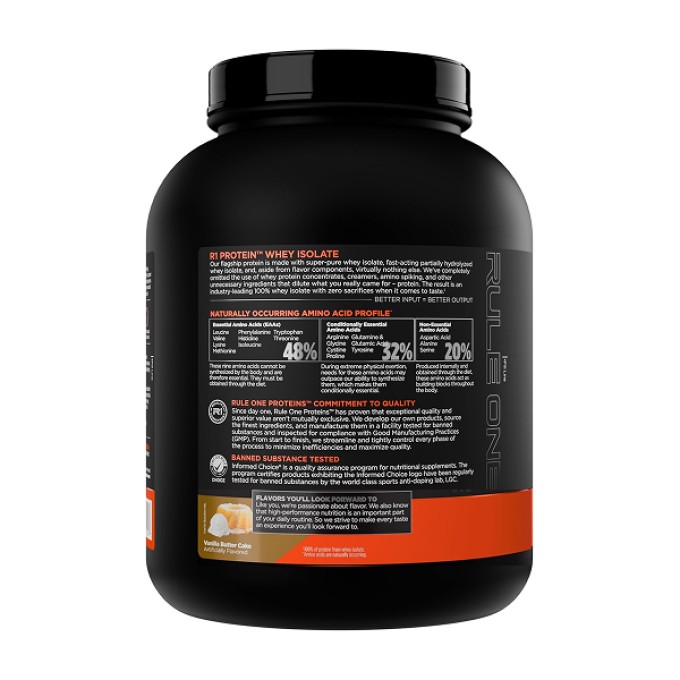 Rule 1 Protein Whey Isolate со вкусом "Ванильный торт", 2.3 кг (5 lbs)