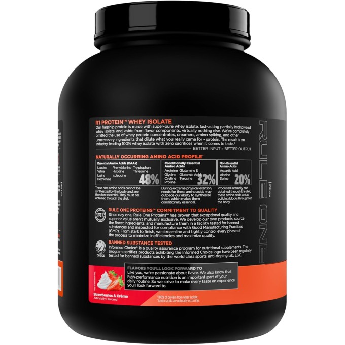 Rule 1 Protein Whey Isolate со вкусом "Клубника со Сливками", 2.3 кг (5 lbs)