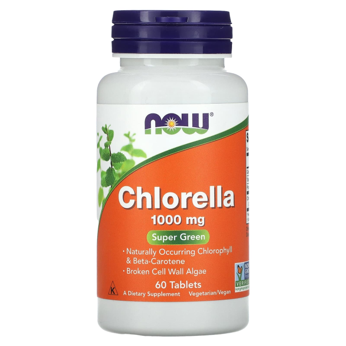 NOW Chlorella 1000 мг Хлорелла, 60 таблеток